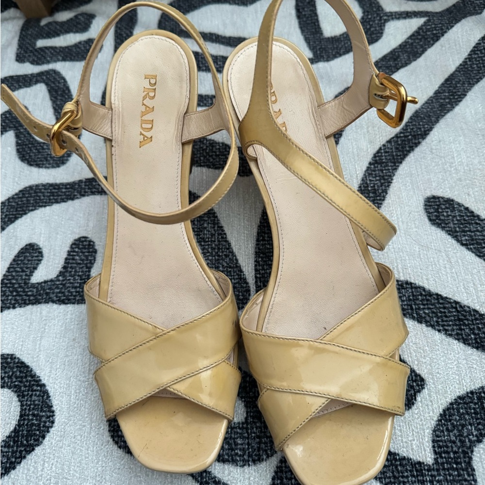 PRADA Patent Leather Sandals Size 39